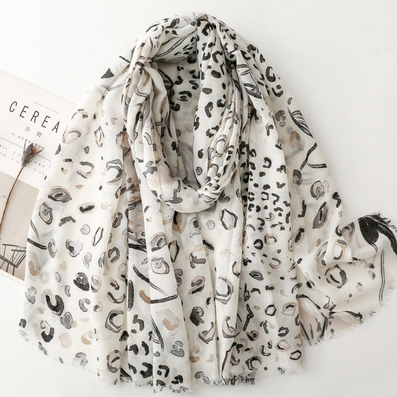 Ladies scarf thin satin bronzing leopard print floral silk scarf travel shawl headscarf