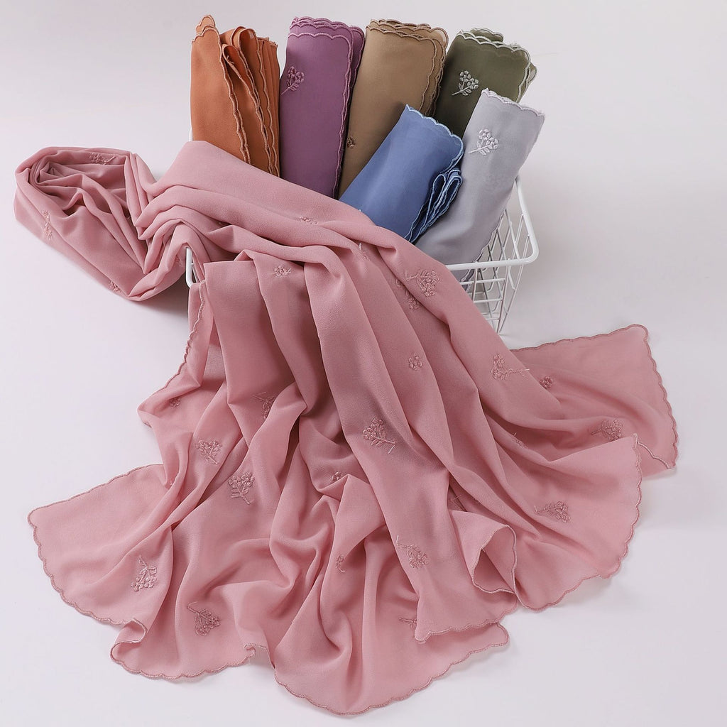 Chiffon embroidered scarf embroidered  Malaysian headscarf Middle East Africa hijab