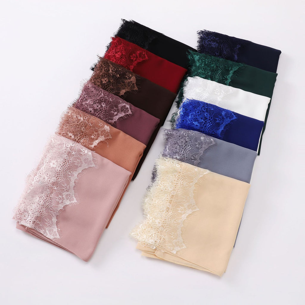 New chiffon eyelashes lace edge scarf gauze middle eastern headscarf hijab