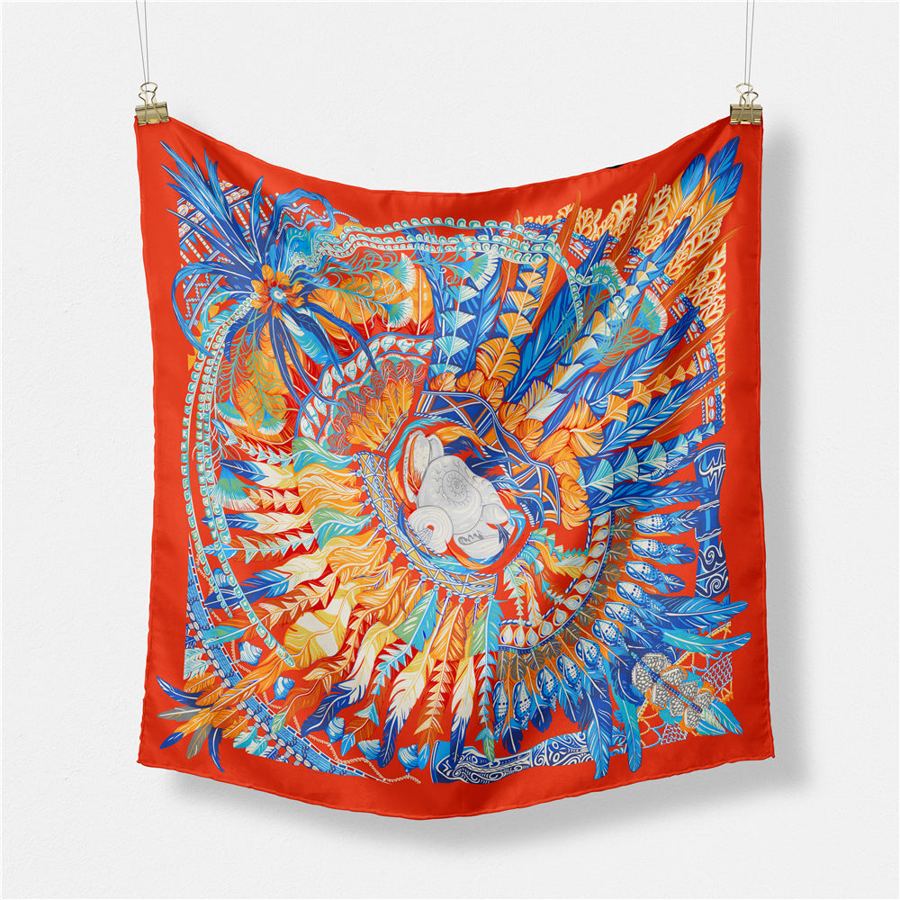 European and American fashion digital printing scarf 53cm small square scarf, women's versatile and elegant scarf tied hair band