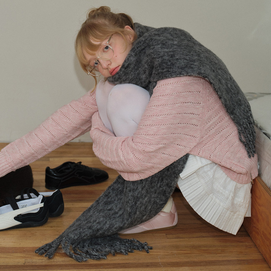 82% Duncan wool clip flower solid color scarf women's winter Korean atmosphere thickened fringed shawl scarf