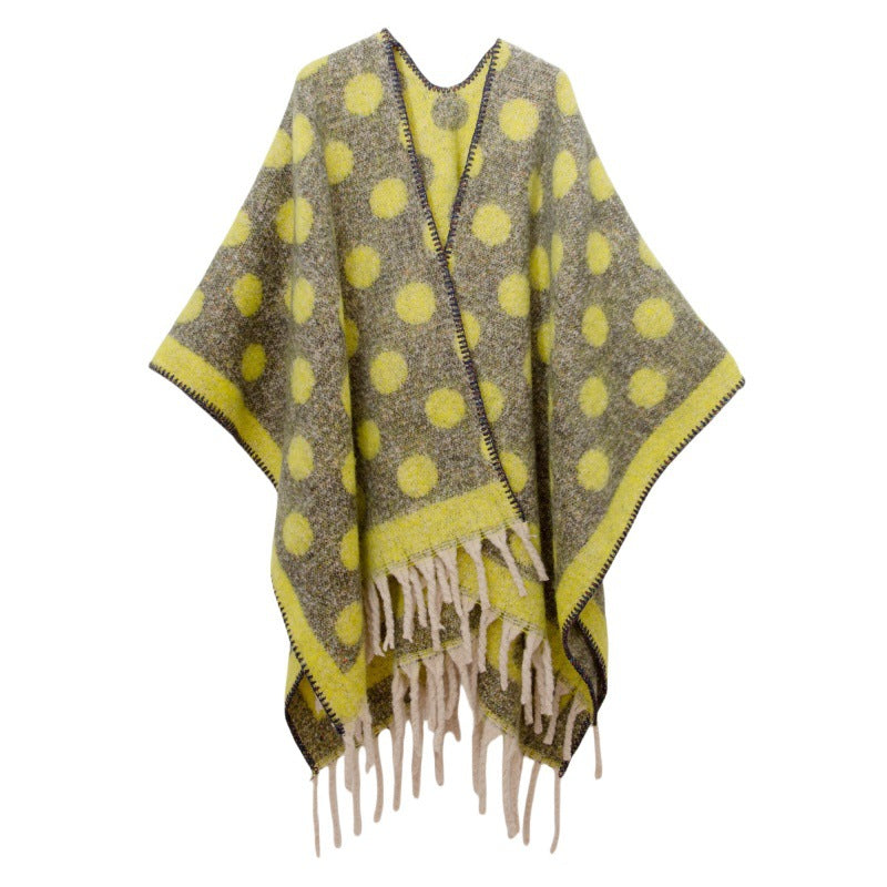 Shawl new European and American autumn and winter circle yarn imitation mohair thickened jacquard cross shawl