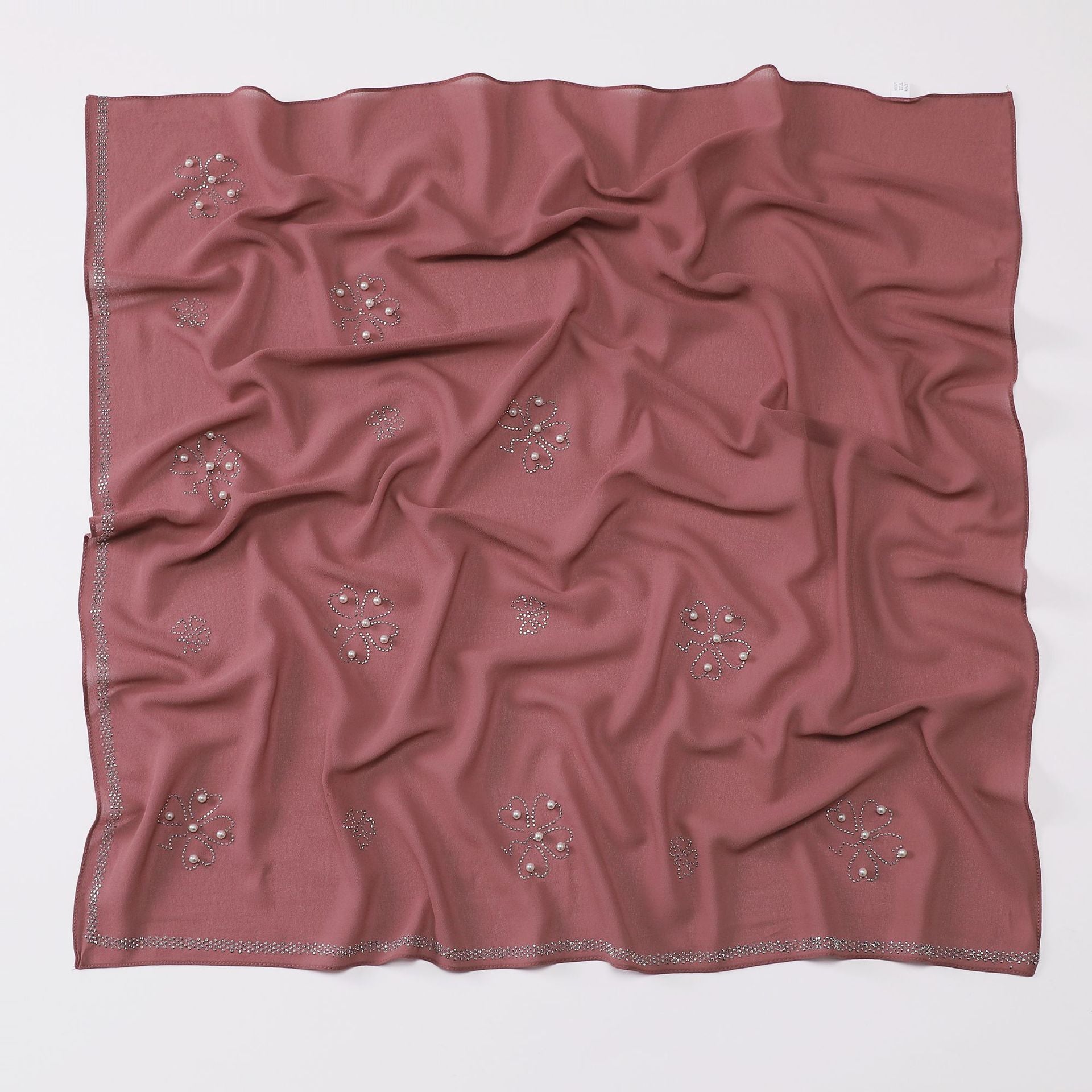 New pearl chiffon Scarf hot diamond bead square shawls Malaysia headscarf