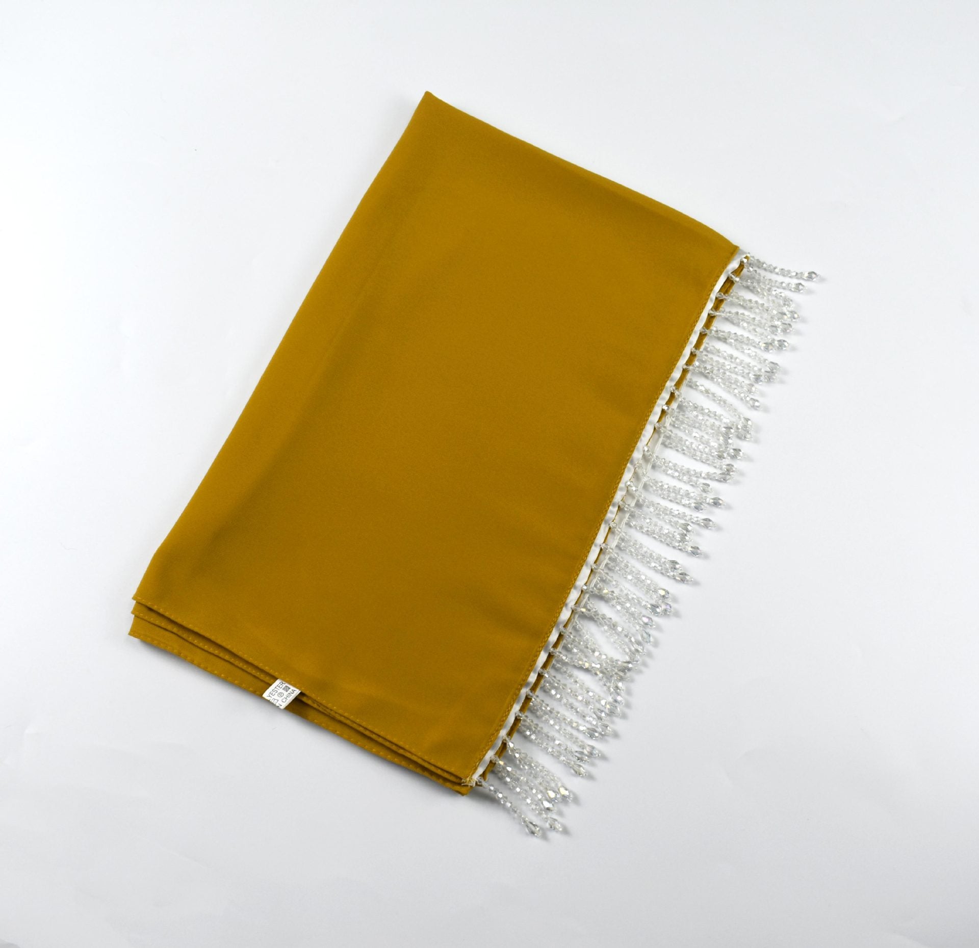 New monochrome pearl chiffon scarf high quality crystal fringed  headscarf chiffon