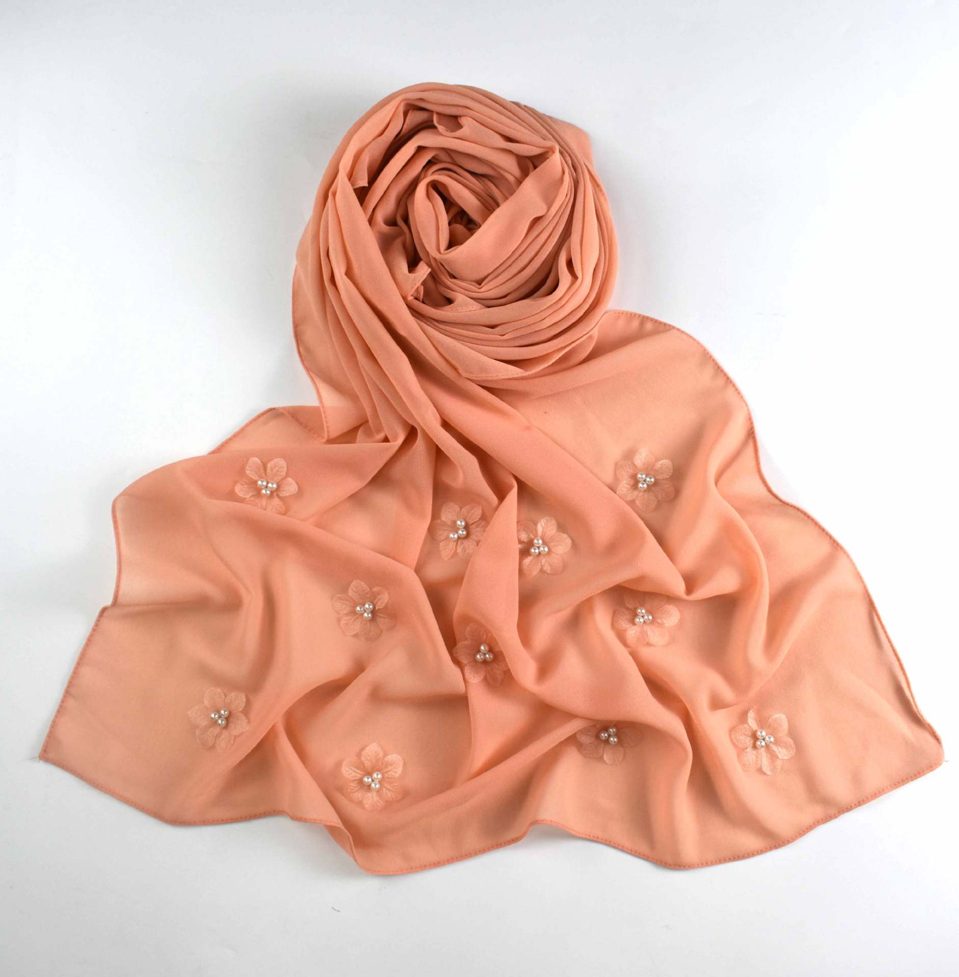 New pearl chiffon flower bead scarf Middle East Africa hijab