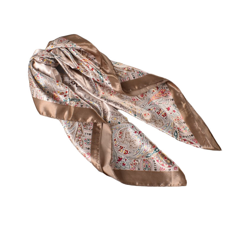 Spring new large cashew flower simulation silk 90cm satin printing scarf