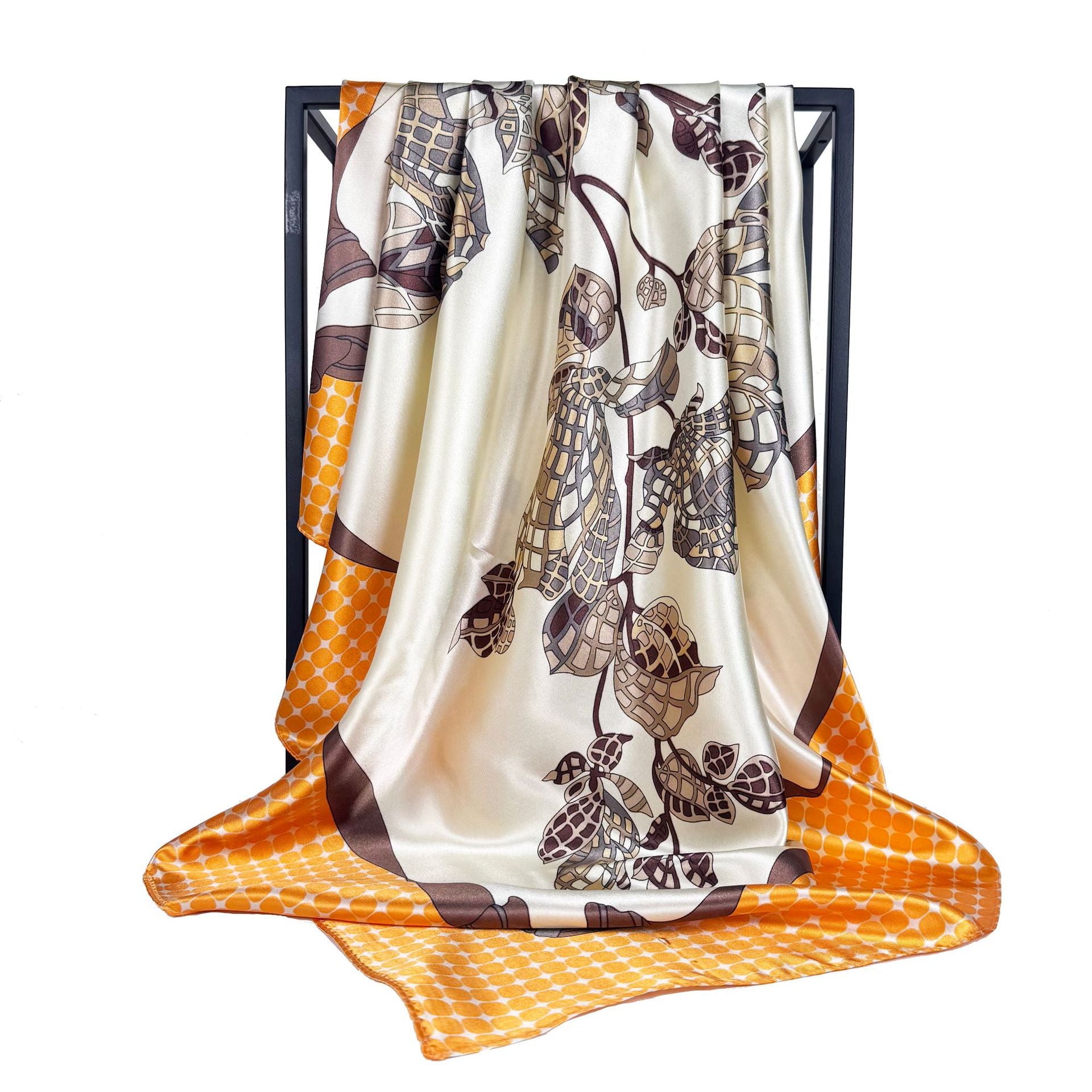 Fashion versatile fragrant cloud cashew pattern, imitation silk satin satin 90cm large square towel, ethnic women's headscarf