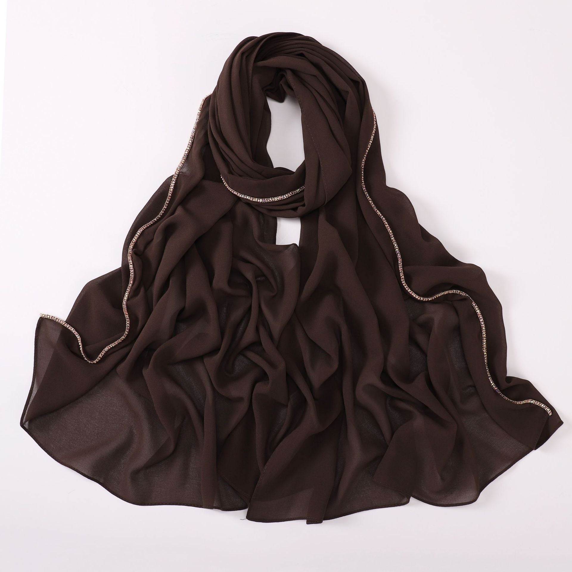 Diamond copper chain washable chiffon scarf yarn scarf Middle East Africa headscarf Malay headscarf