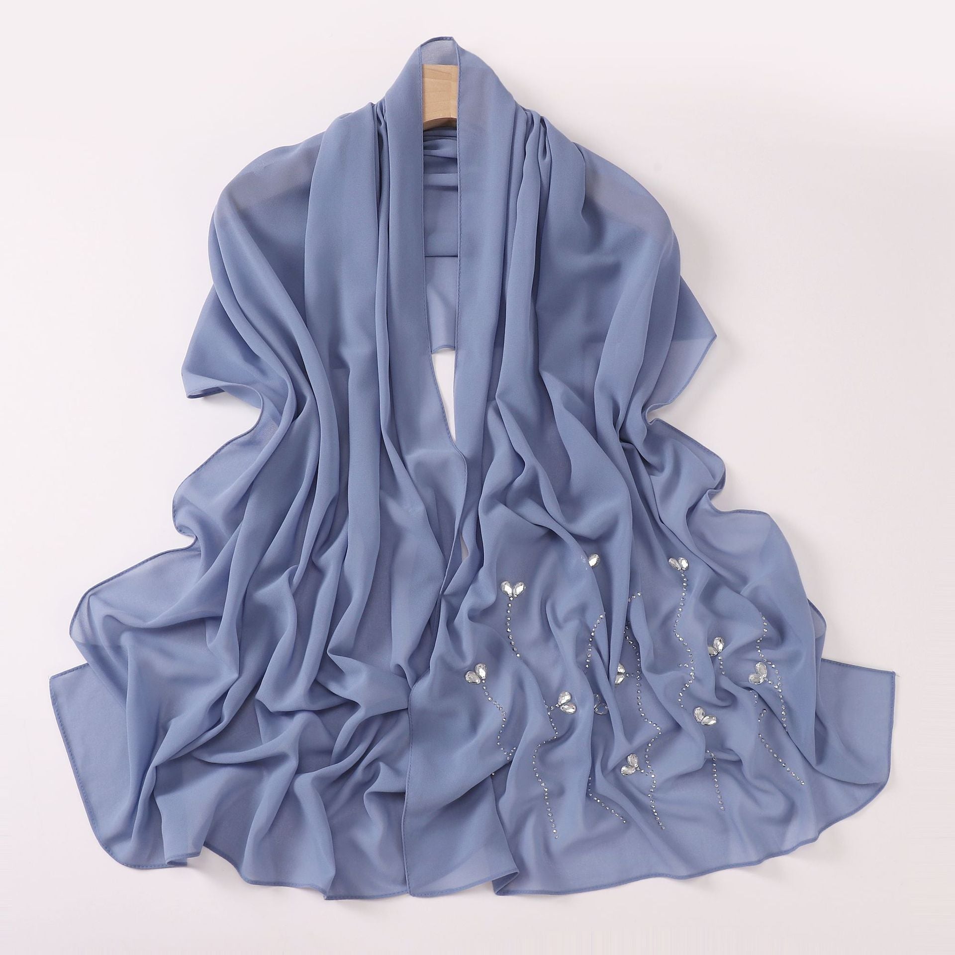 New pearl chiffon long scarf hot diamond rhinestone scarf Middle East and Africa headscarf