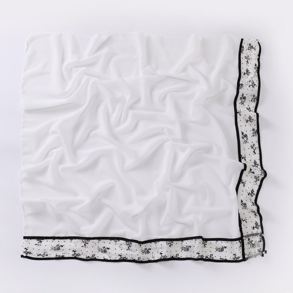 New pearl chiffon lace edge nail diamond square scarf headscarf Malaysian headscarf