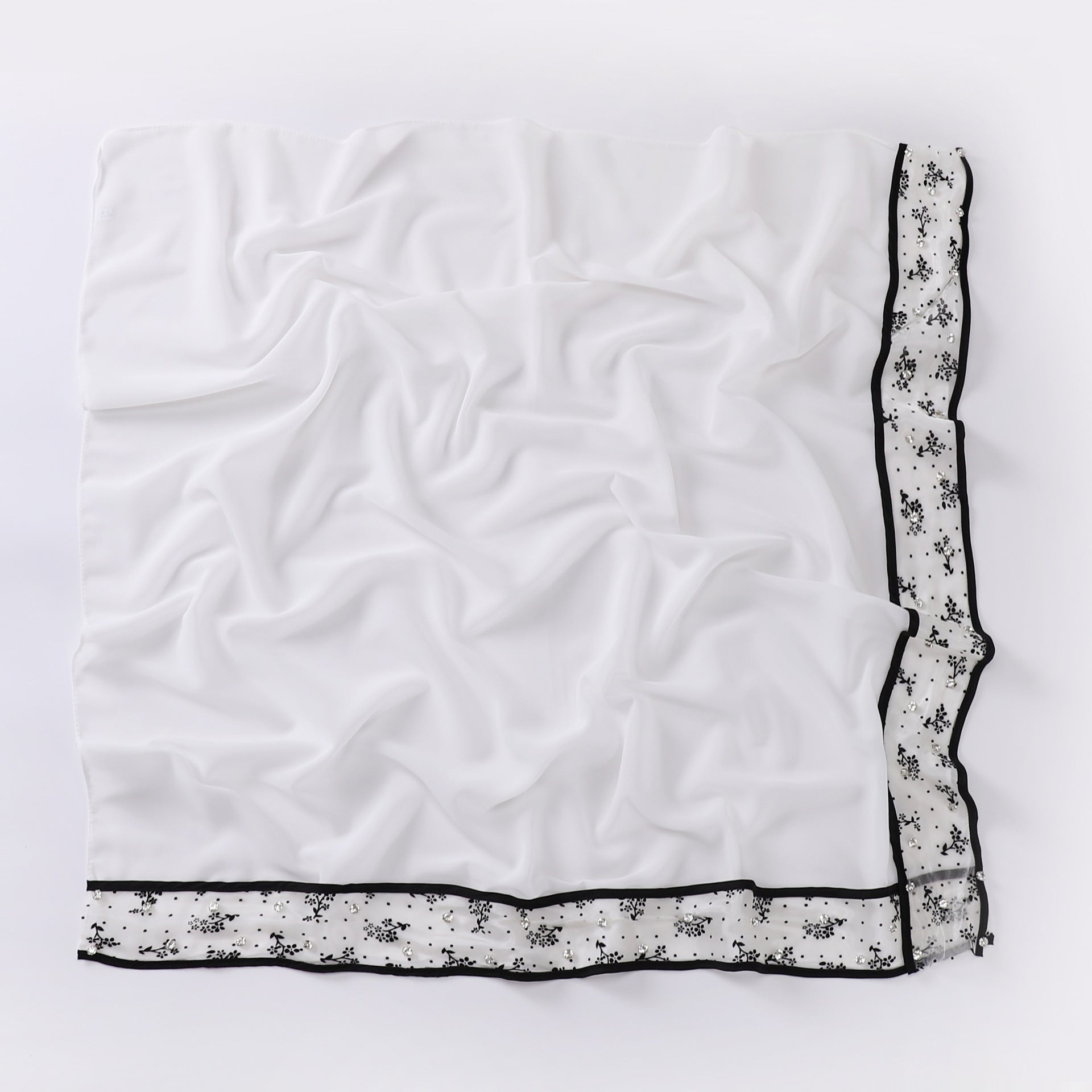 New pearl chiffon lace edge nail diamond square scarf headscarf Malaysian headscarf