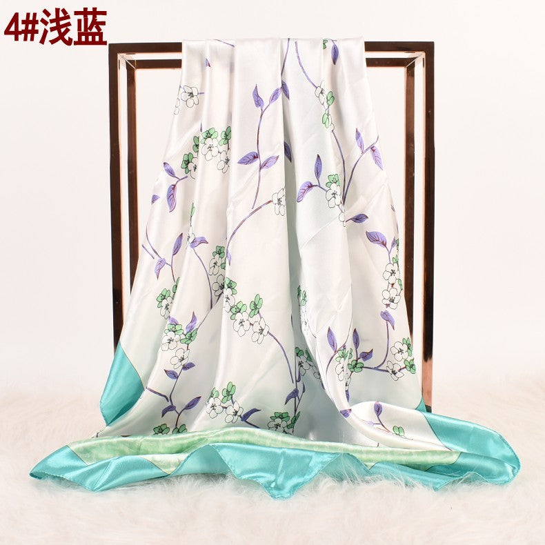 Summer new fashion small fresh plum blossom 90 square scarves women, printed fashion large silk scarves, scarves silk scarves