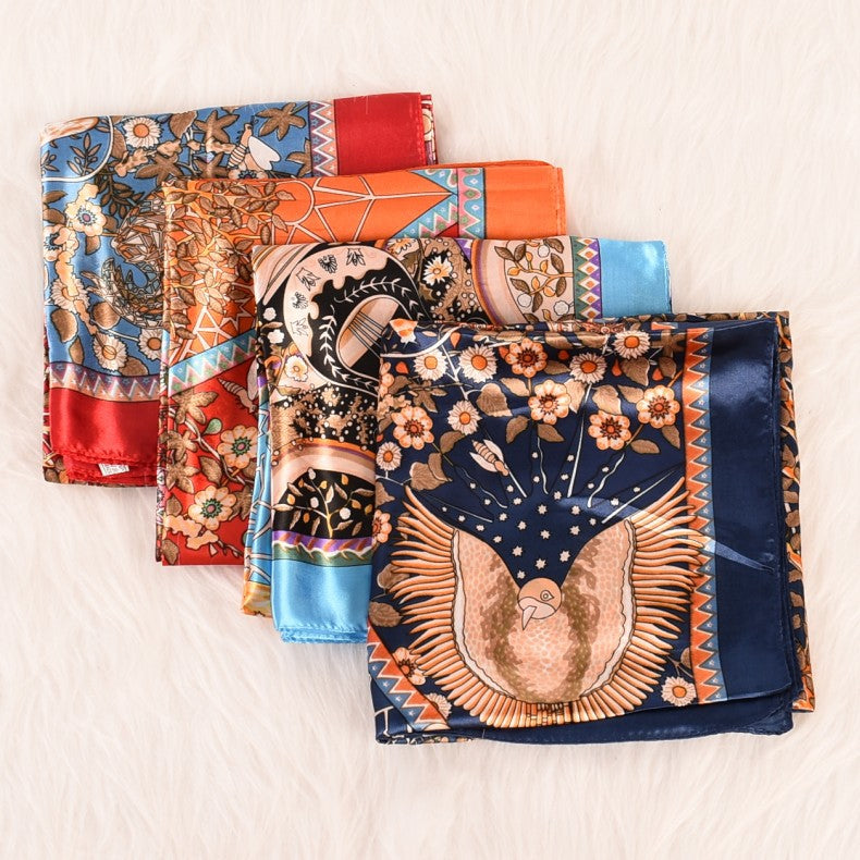 New retro scarf 90 large square scarf women's large square scarf silk scarf vintage scarf