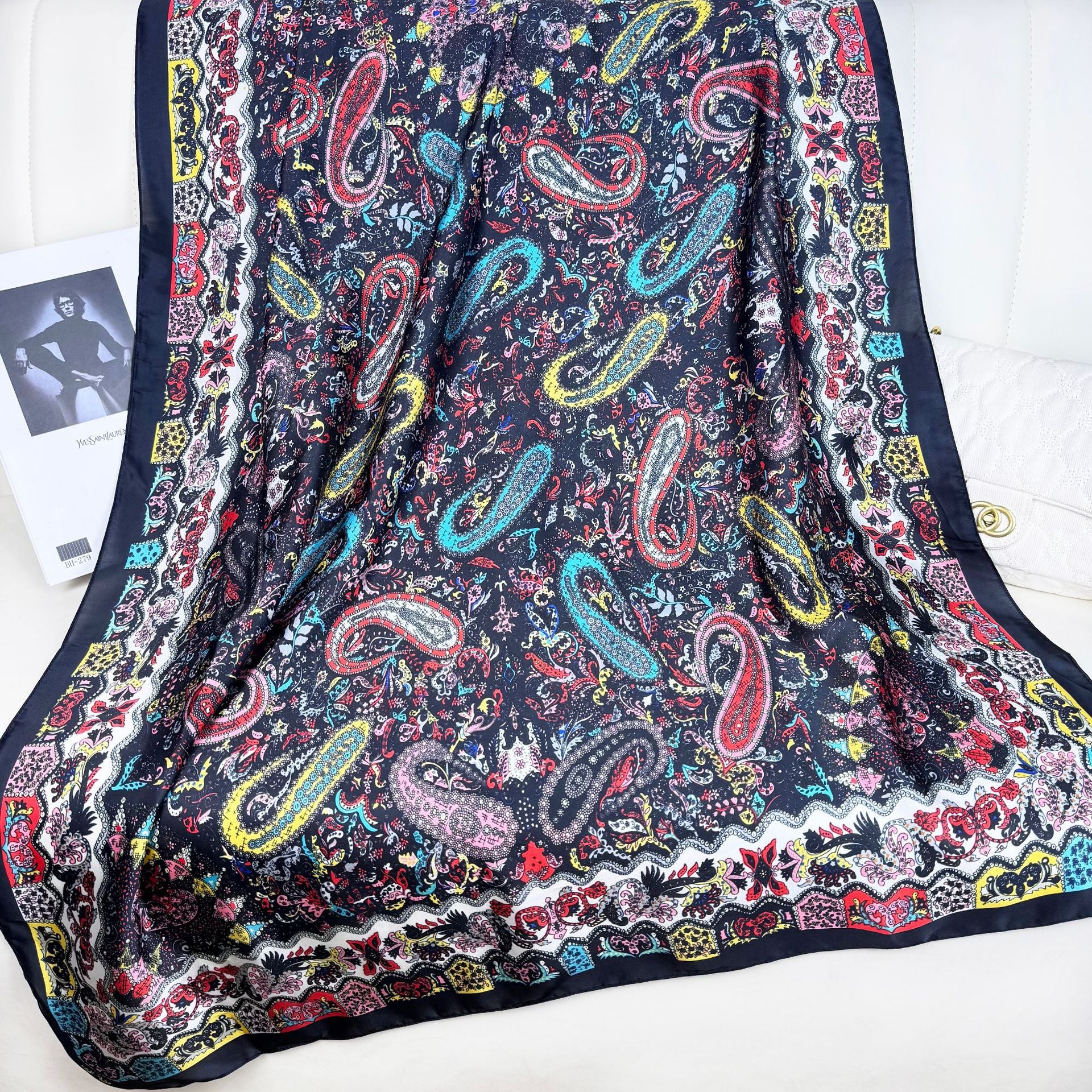 Fashion versatile Innesian women's head scarf, imitation silk thin travel and vacation shawl