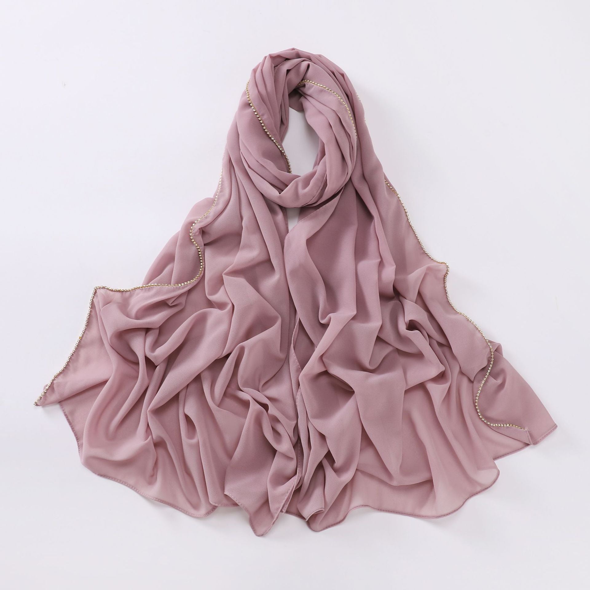 New Pearl Chiffon High Quality Diamond Claw Chain Scarf Yarn Middle East Africa Headscarf