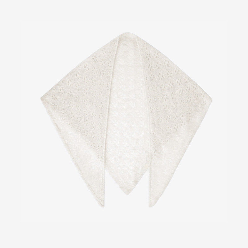 Korean designer 100% pure wool triangle scarf women's autumn and winter hollow girl atmosphere wool small scarf