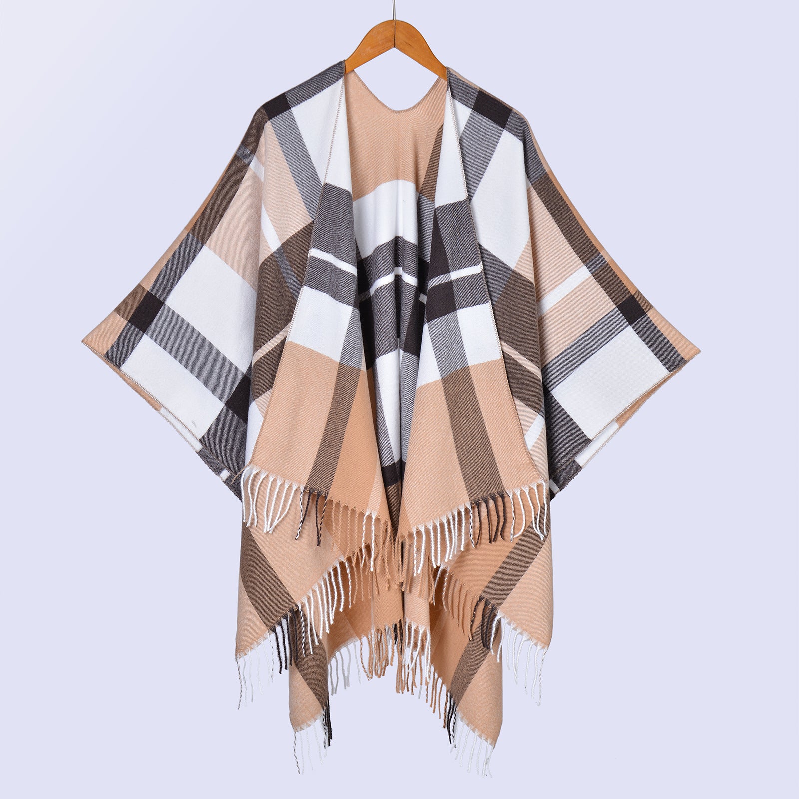 plaid fringed shawl men's and women's autumn and winter classic split-ended large shawl cape hot-selling