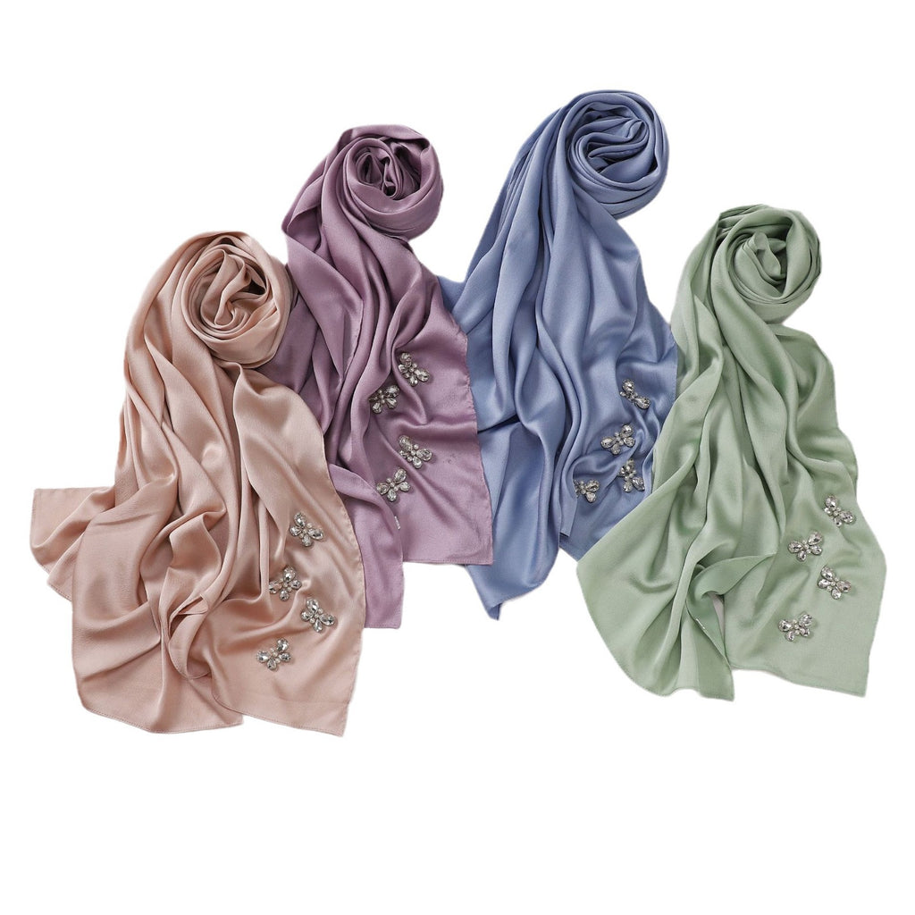 New bubble chiffon butterfly rhinestone scarf yarn South East Asia Malay headscarf hijab