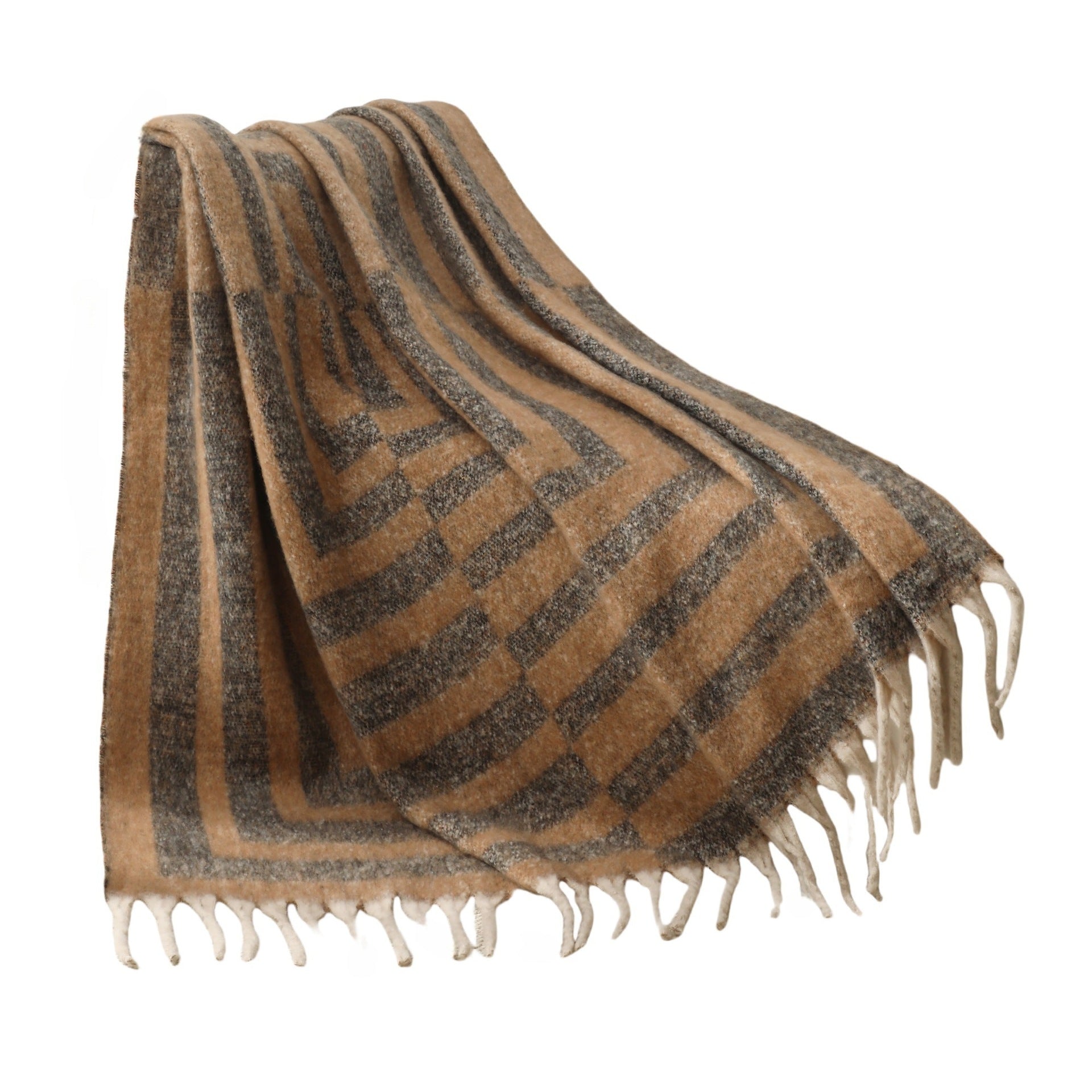 Blanket new European and American autumn and winter imitation mohair thickened striped large shawl jacquard blanket