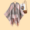 Women's Classic Silver Silk Plaid Cape Cape European and American Street Fashion Catwalk Outside Cape Spring and Autumn Warm Cape