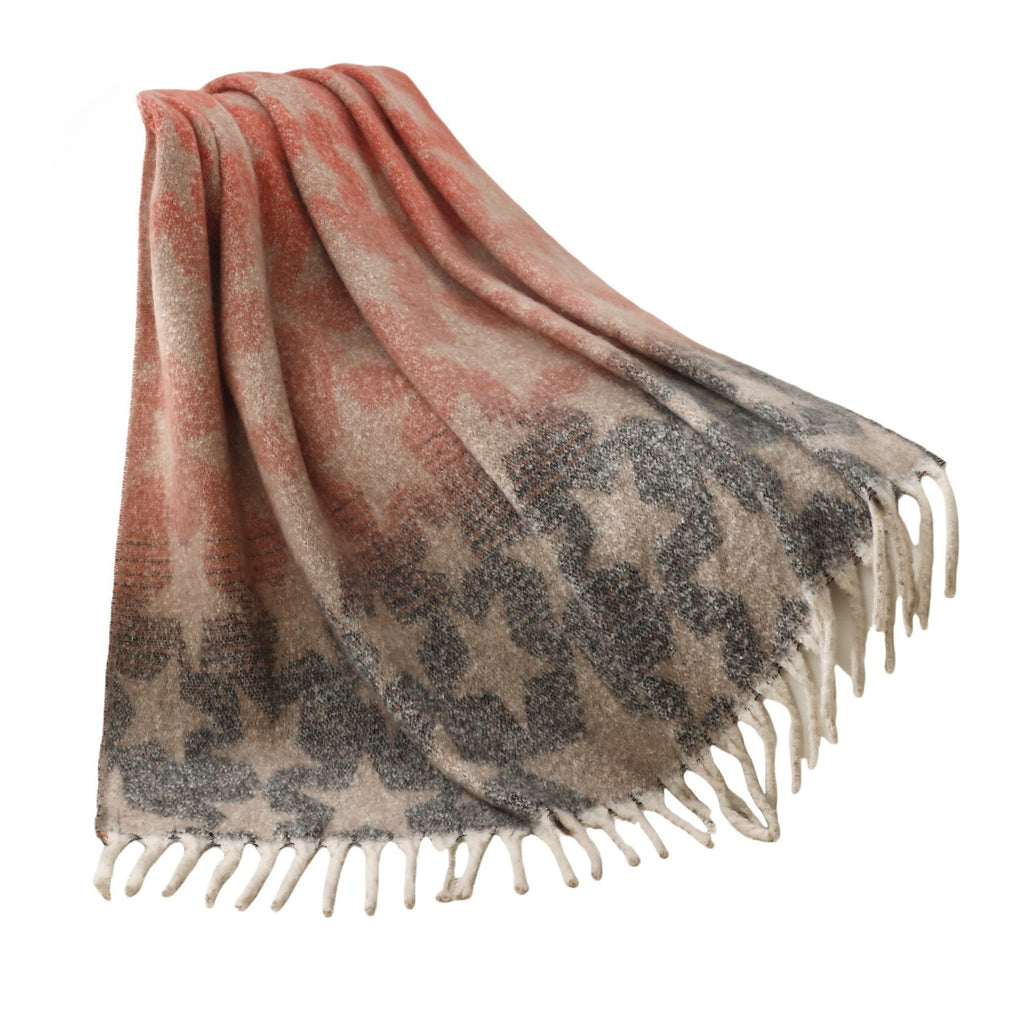 Blanket new European and American autumn and winter imitation mohair thickened large shawl jacquard star blanket