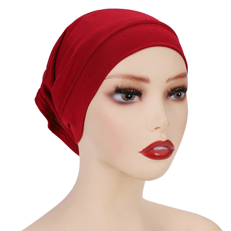 Modal monochrome tube hat bottoming cap, high elastic mercerized cotton women's Arabian scarf cap
