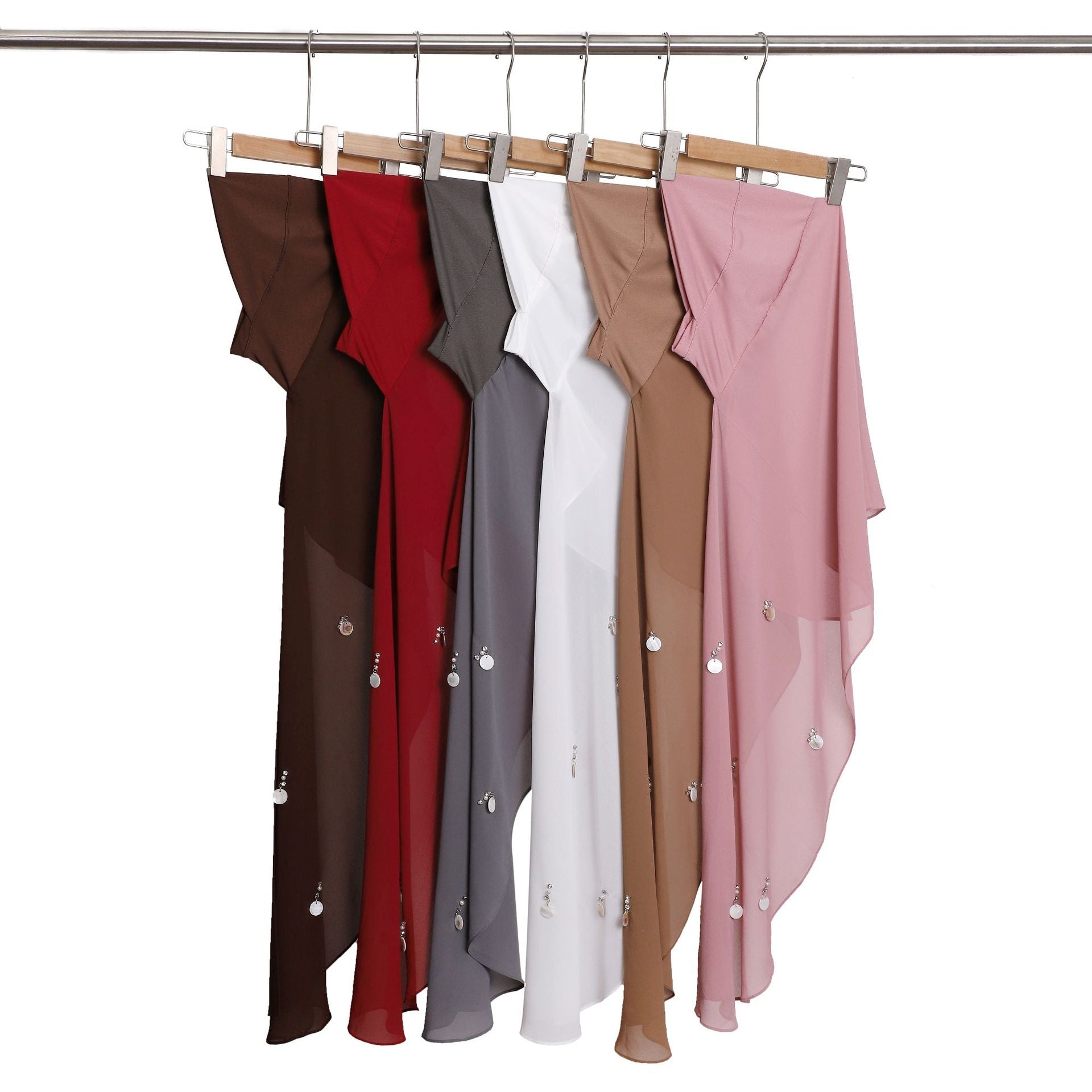 New hand-hung shell crystal hemp chiffon splicing winding towel yarn towel novice lazy fashion headscarf