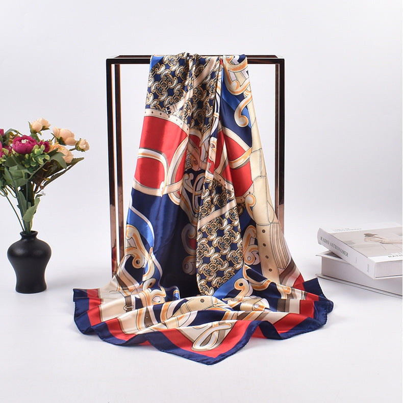 Classic chain printing imitation silk 90 satin women's versatile decorative large square scarf scarf headscarf