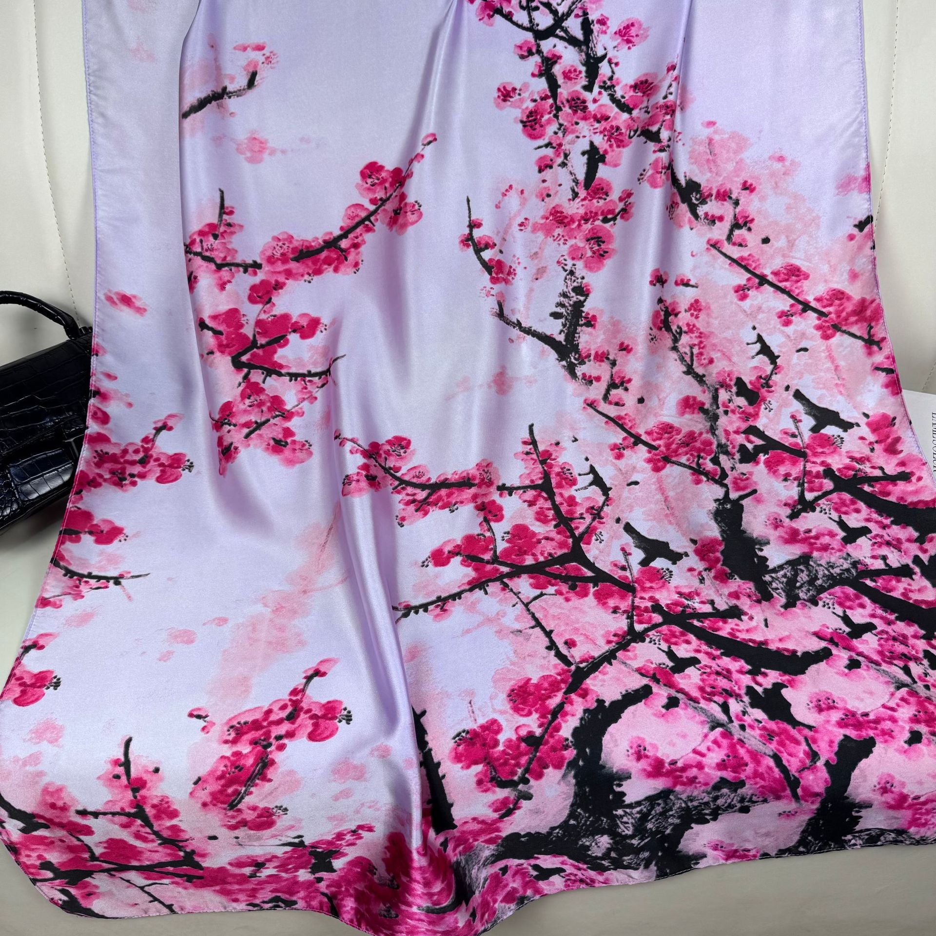 Literature, retro, ethnic style, plants, flowers, long silk scarves, simple and elegant temperament, women's mothers, shawls, scarves, gifts