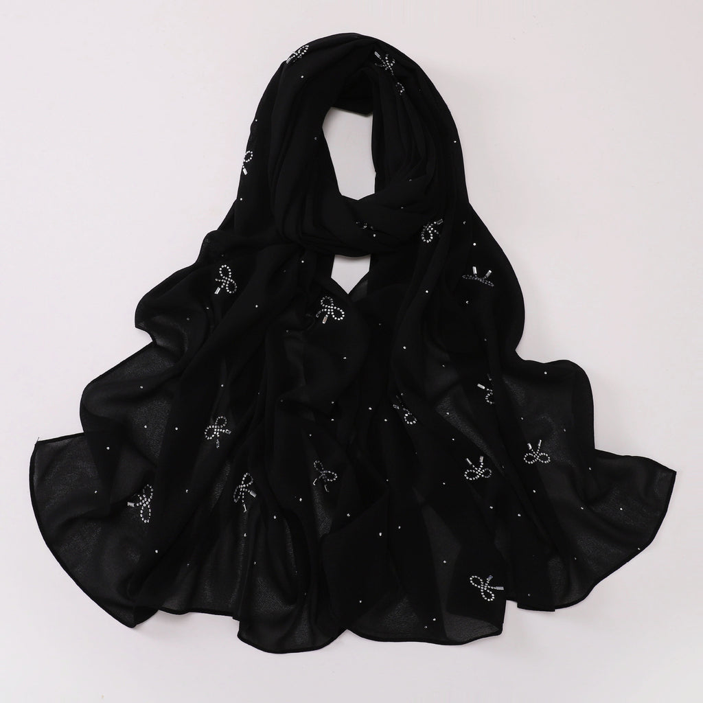 New Pearl Chiffon Muslim Hot Diamond Long Middle East Headscarf