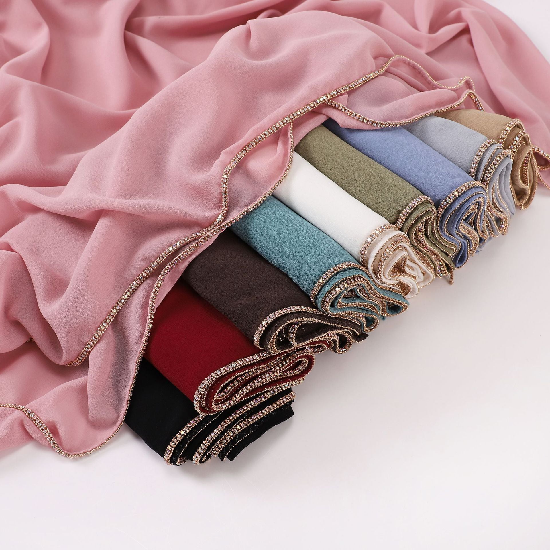 Diamond copper chain washable chiffon scarf yarn scarf Middle East Africa headscarf Malay headscarf