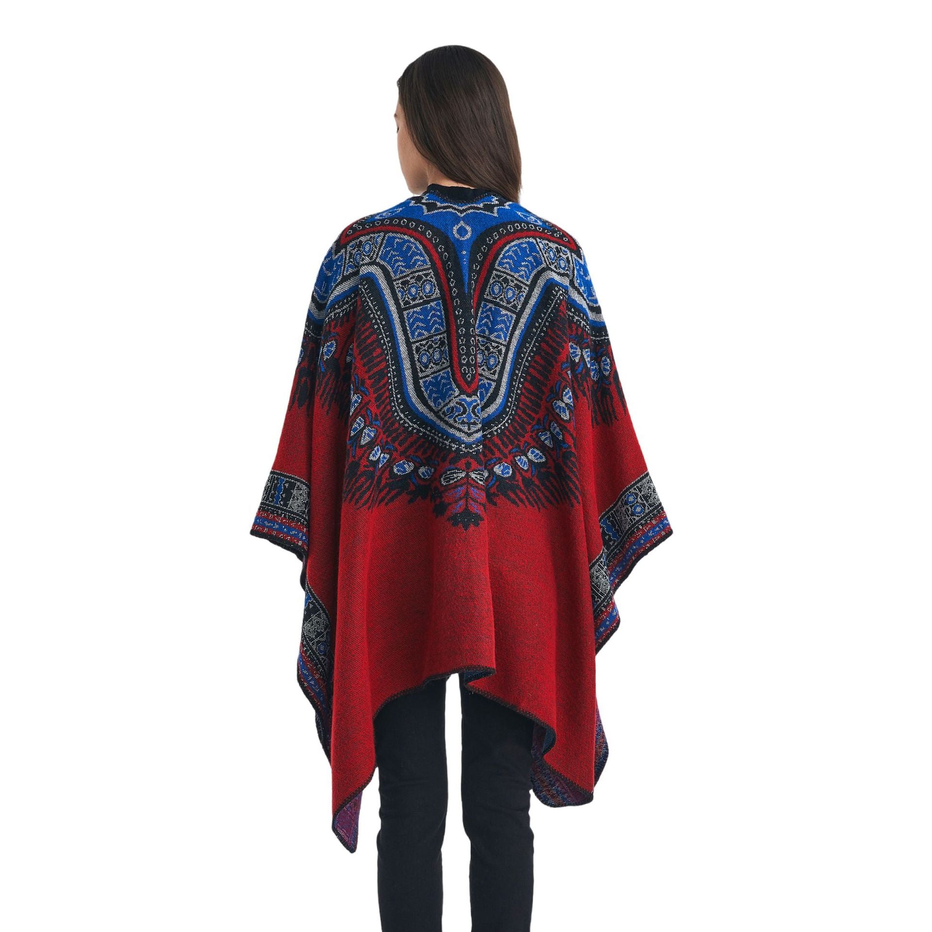Europe, America, autumn and winter 2025 new women's imitation cashmere ethnic style jacquard red shawl