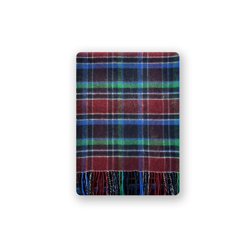 Korean designer wool-blend fringed plaid scarf men's autumn and winter soft plaid scarf