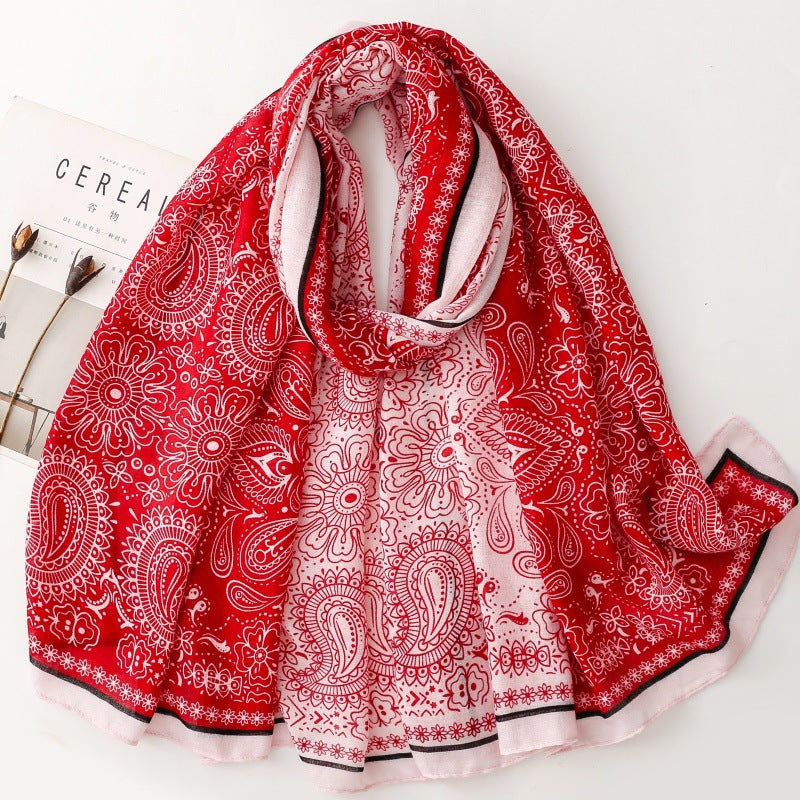 Scarf fashion double spell small paisley cashew flower silk scarf travel vacation shawl women