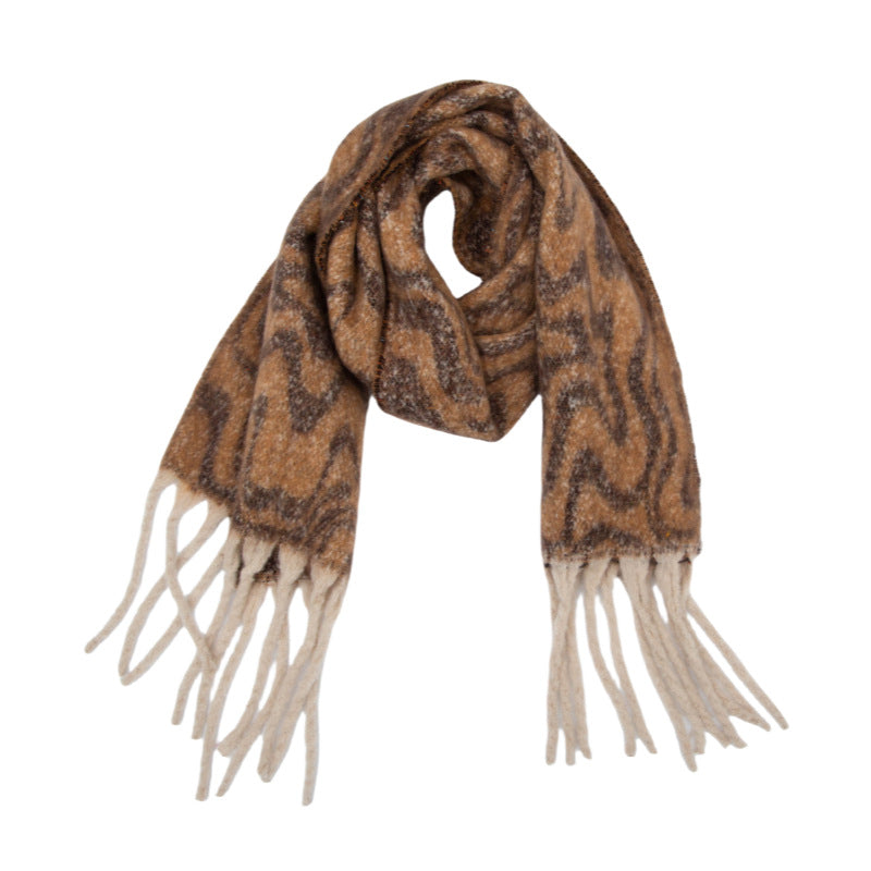 Europe, America autumn and winter circle yarn imitation mohair water ripple jacquard scarf