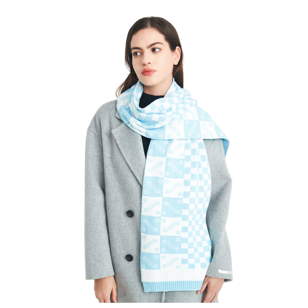 New autumn and winter wool scarf Korean version of male and female student couple acrylic knitted plaid scarf