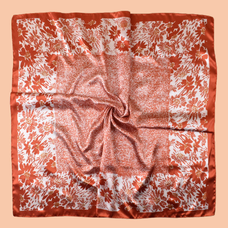 New 90cm satin classic flower edge printed square scarf with sunscreen bag head silk scarf decorative scarf