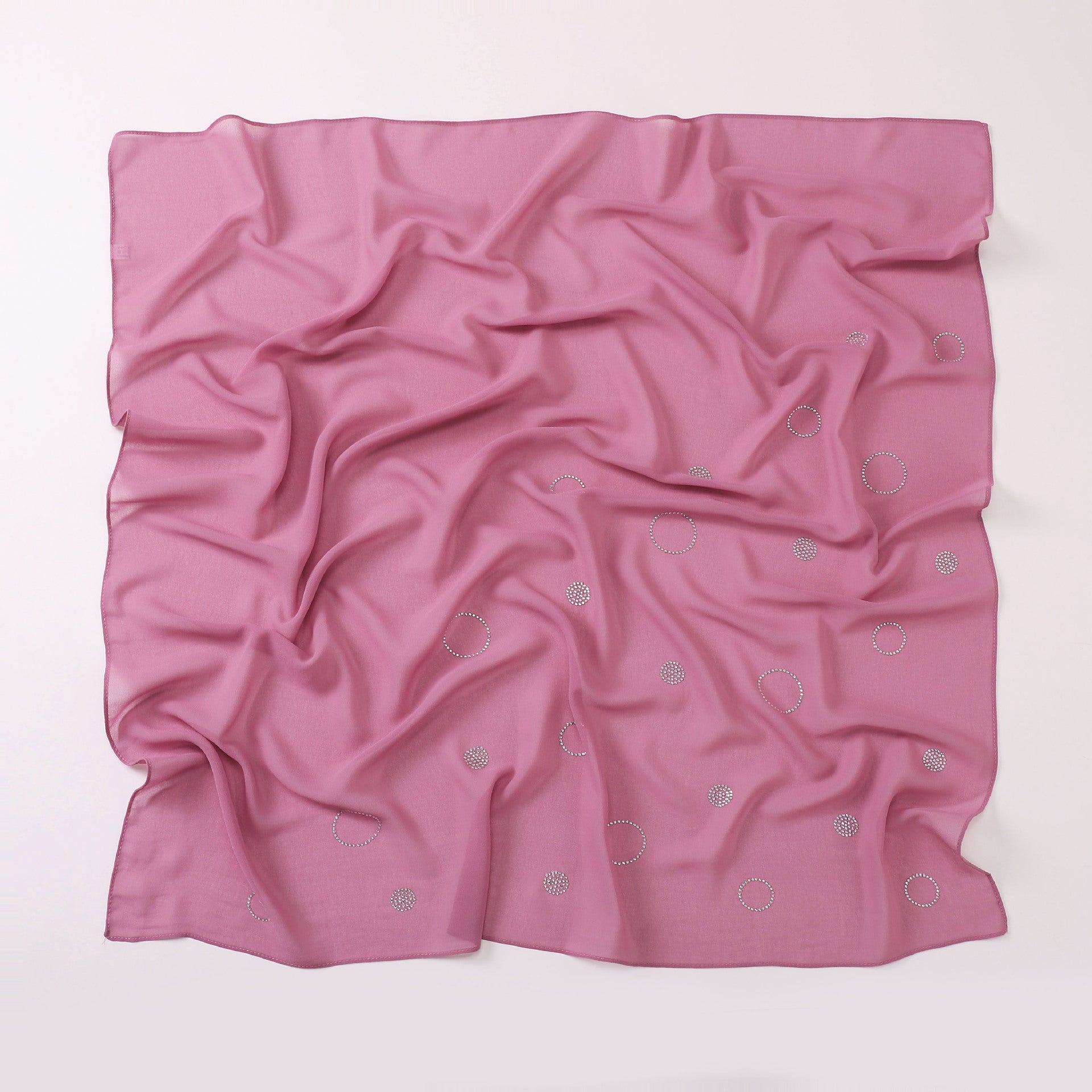 New Pearl Chiffon Circle Hot Diamond 90cm Square Scarf Malaysia Indonesia