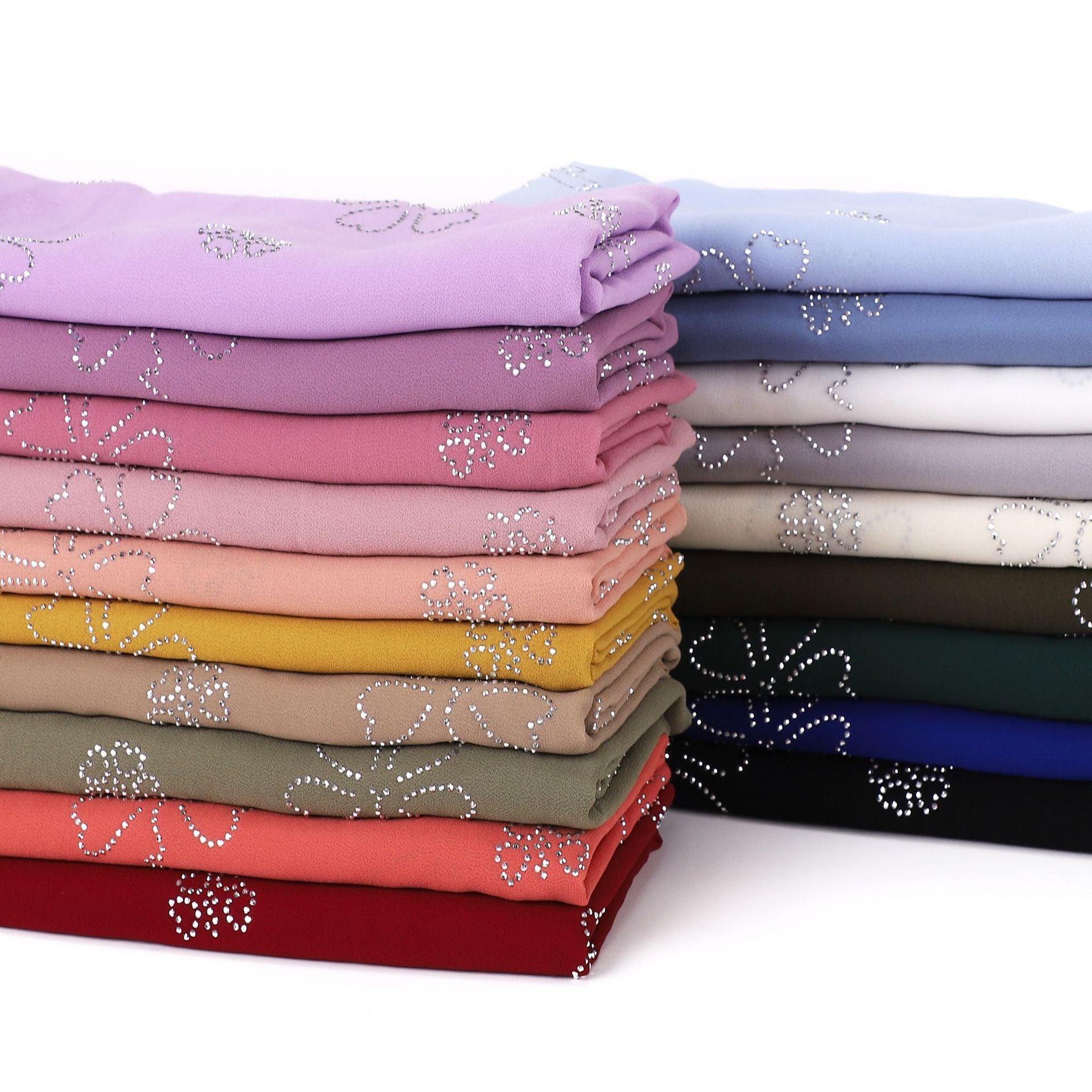 Flower Diamond solid color pearl chiffon scarf Middle East headscarf