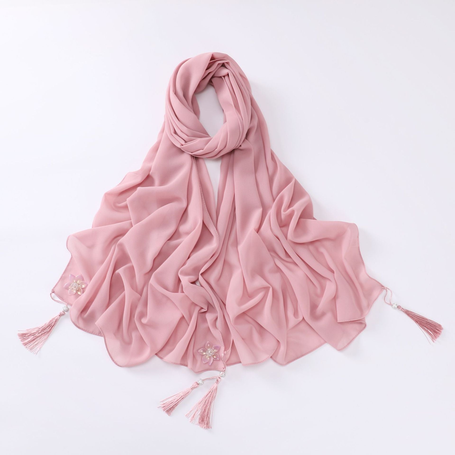 newdiamond tassel monochrome pearl chiffon  women's head scarf hijab