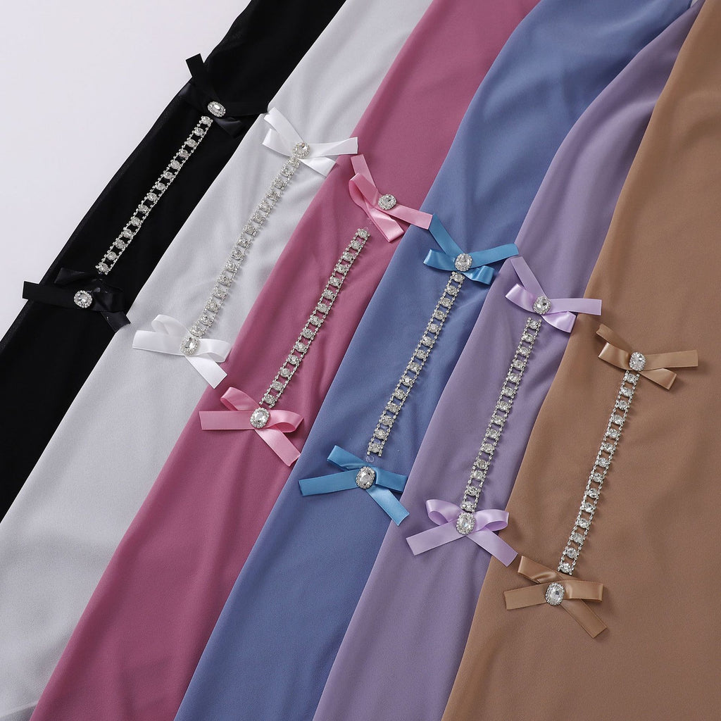 New pearl chiffon high-quality rhinestone bow square scarf headscarf