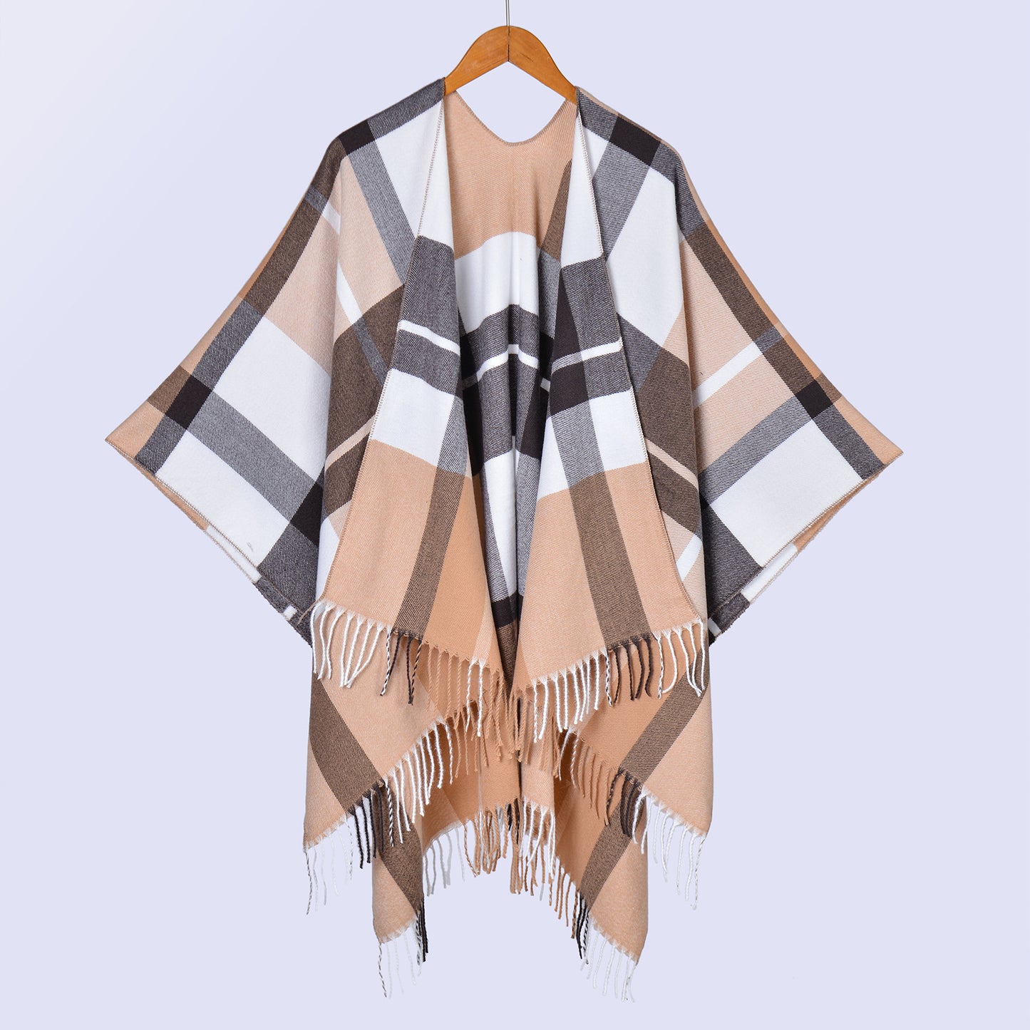 plaid fringed shawl men's and women's autumn and winter classic split-ended large shawl cape hot-selling