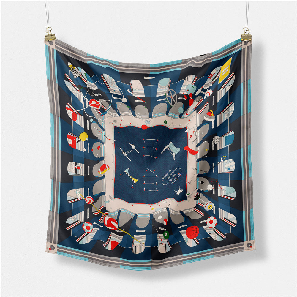 Simple, fashionable and versatile, geometric line printed scarf 53cm small square scarf, women's headband, wristband