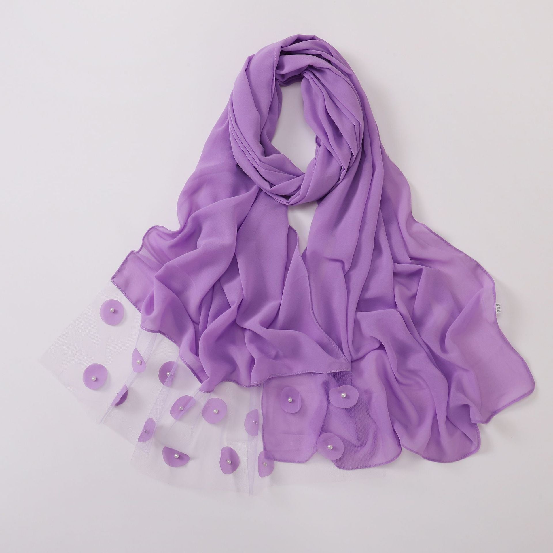 New pearl chiffon polka dot flower slice bead long scarf Middle East Africa Indonesia headscarf