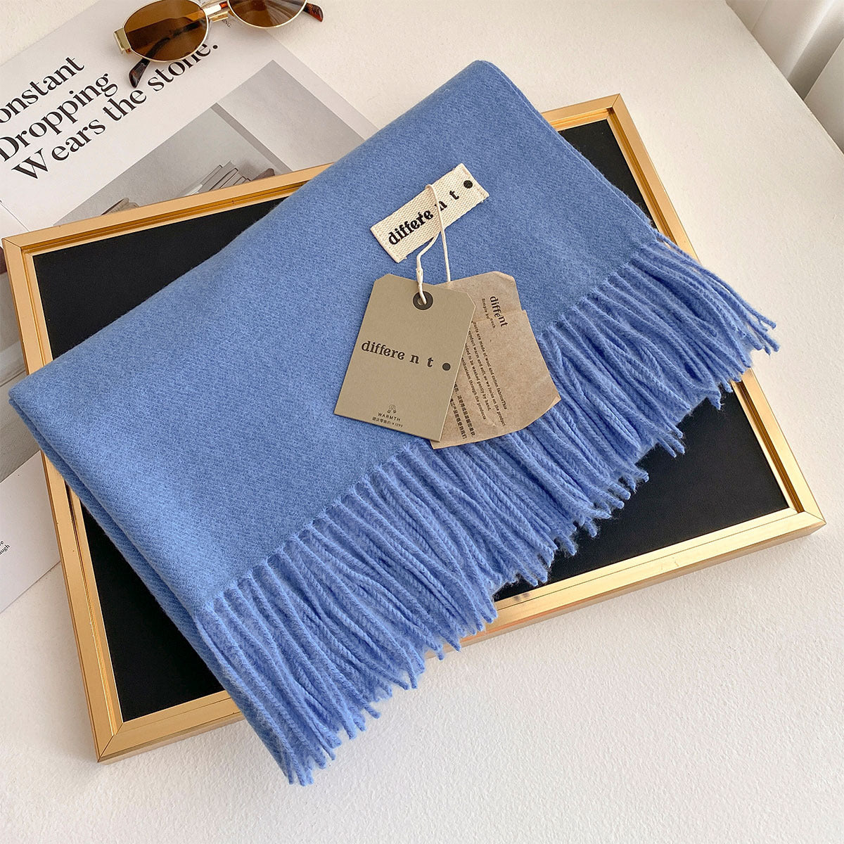 2025 Winter Imitation Cashmere Solid Color Scarf Women's Medium and Long Warm Scarf Shawl