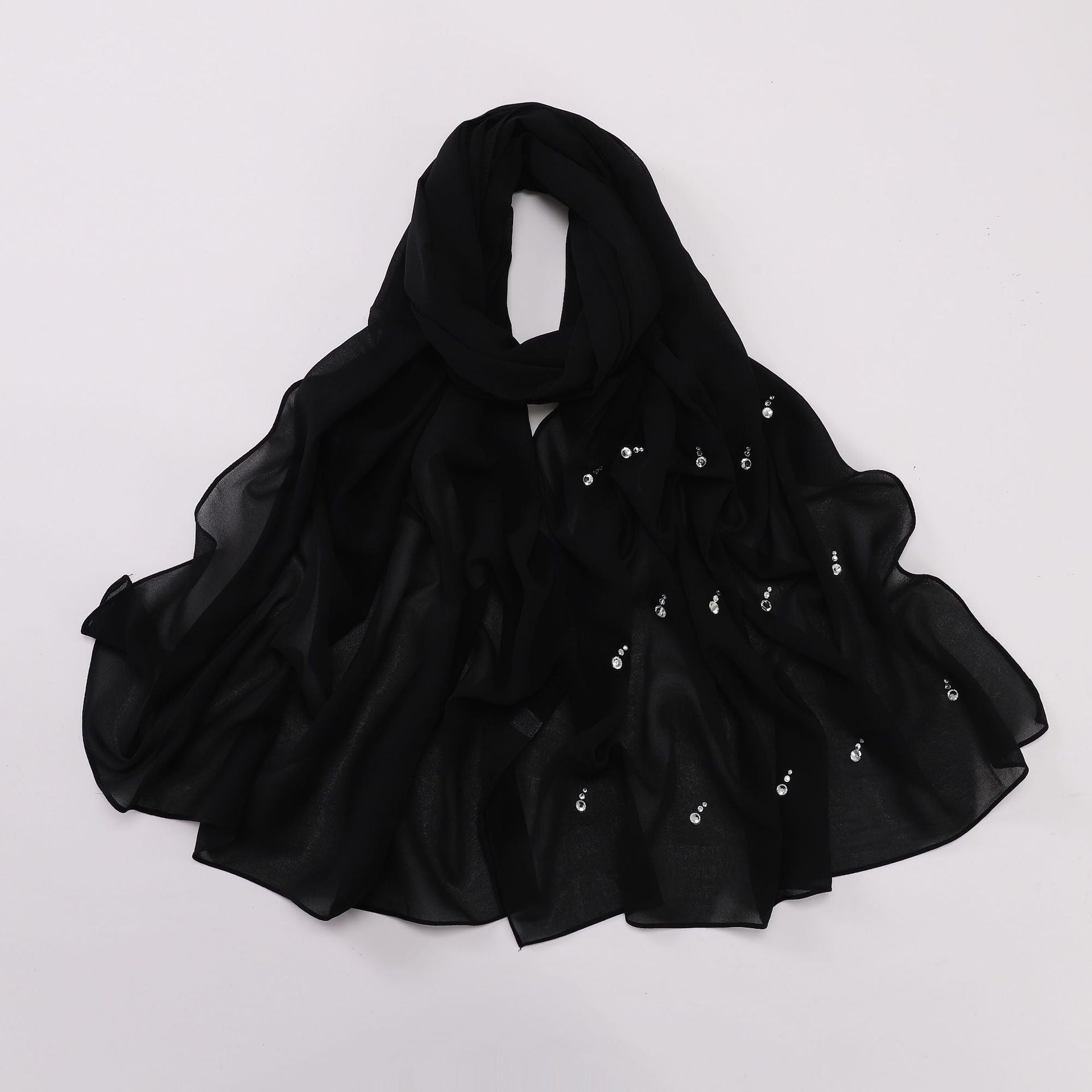 New pearl chiffon long scarf boutique tears water drop diamond scarf Middle East Africa headscarf hijab