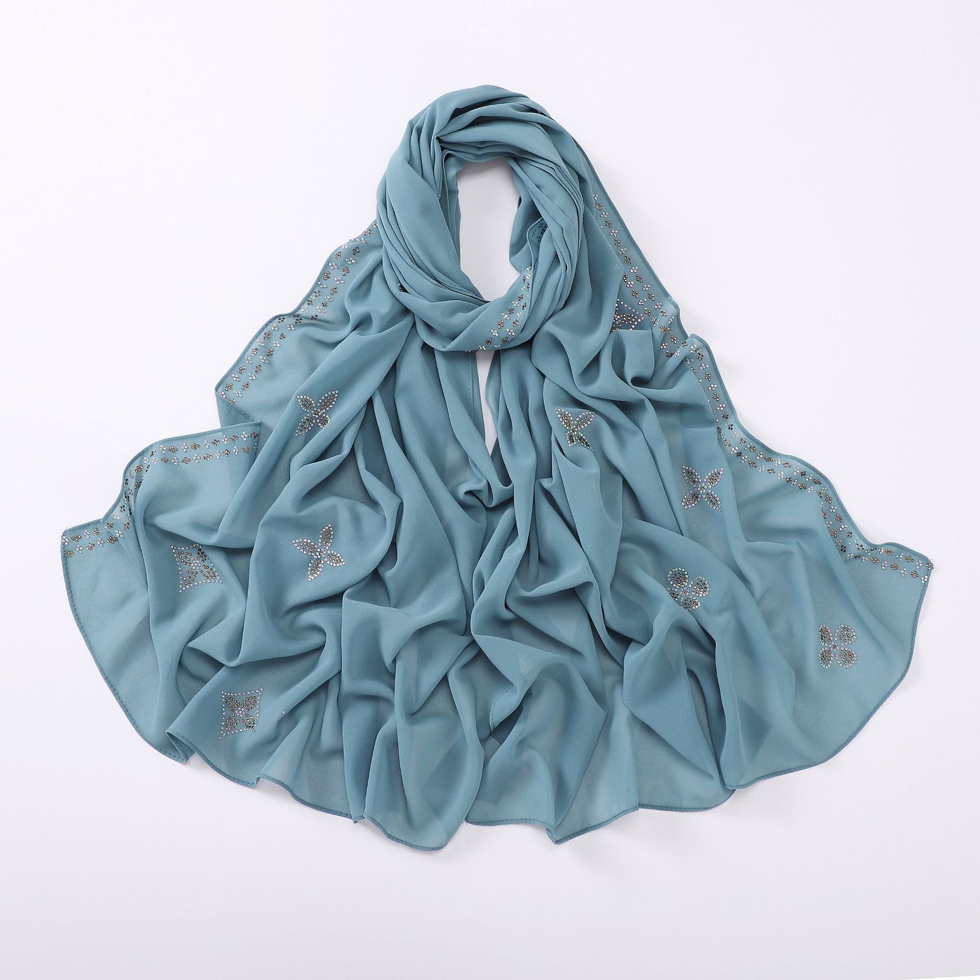 New pearl chiffon long towel boutique hot diamond yarn Middle East and Africa headscarf hijab