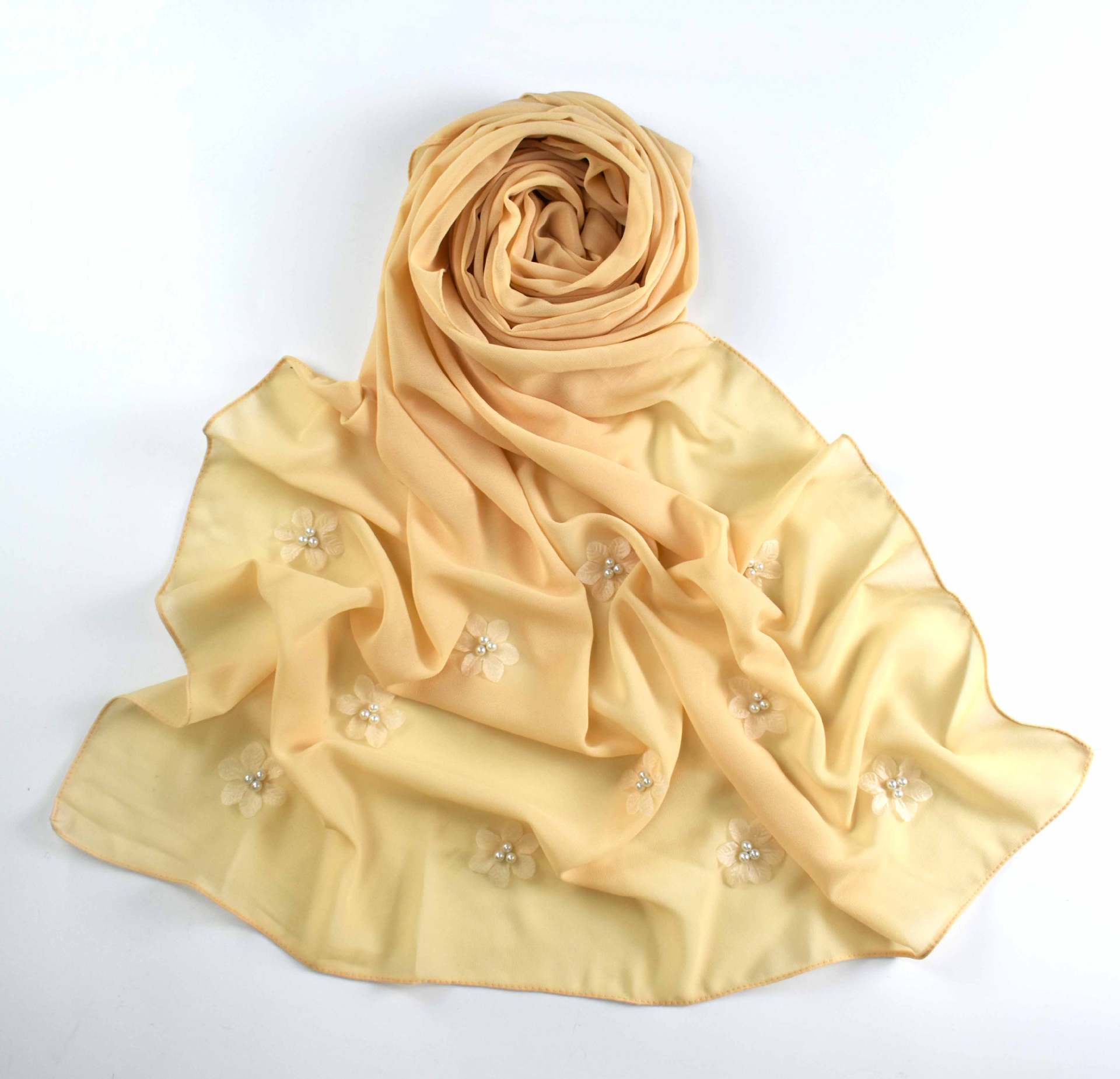 New pearl chiffon flower bead scarf Middle East Africa hijab