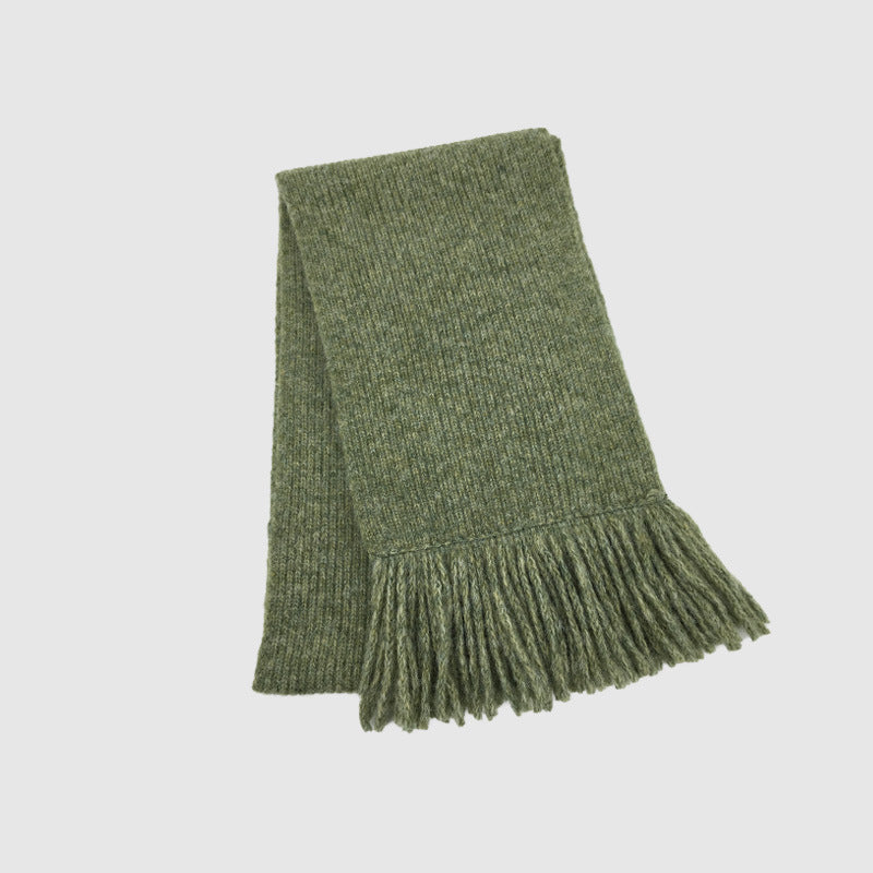 Korean designer hand-woven fringed 12-color solid-color knitted scarf women's winter atmosphere soft waxy scarf