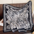 Spring and Autumn Thin Plant Flower Printing Neck Protection Scarf Women's 90 Twill Square Scarf Premium Foreign Shawl